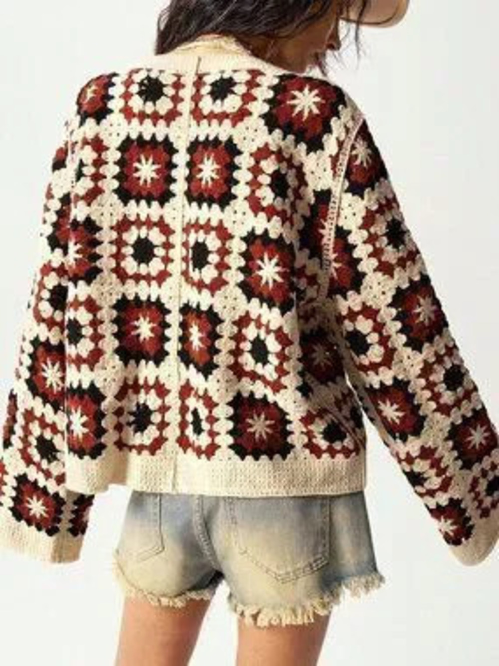 Multicolor Casual Women's Allover Print Front Button Long Sleeve Cardigan